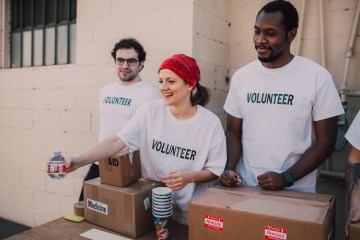 A group of people volunteering